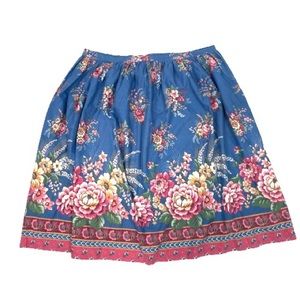1980s Aunt Abigail’s Attic Country Floral Full Knee Skirt Plus Size Vintage